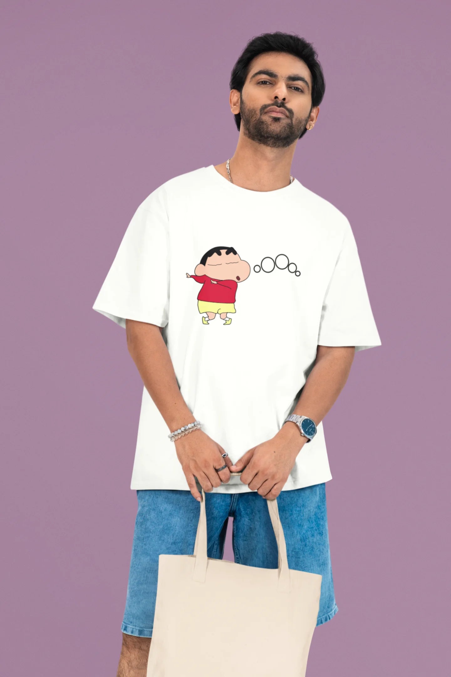 Oooo | Shinchan | Men's Dropped Sleeve Tee
