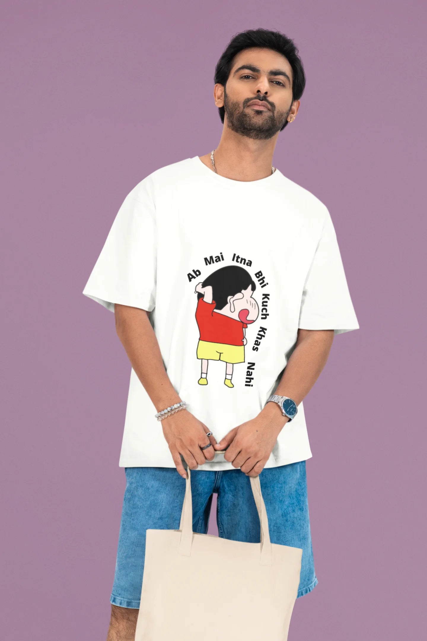 Ab Mai Itna Bhi Kuch Khaas Nahi | Shinchan | Men's Dropped Sleeve Tee