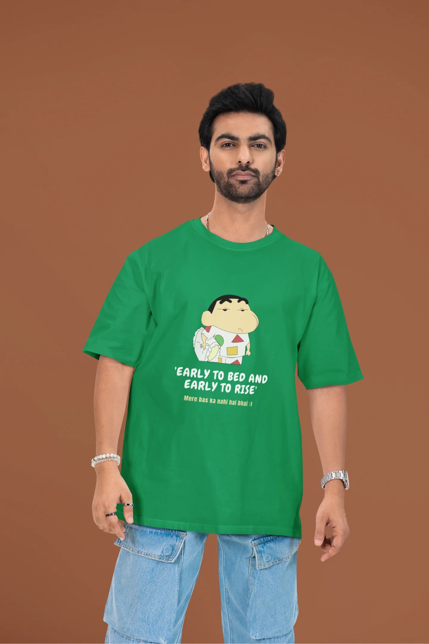Early To Bed Early To Rise | Shinchan | Men's Dropped Sleeve Tee