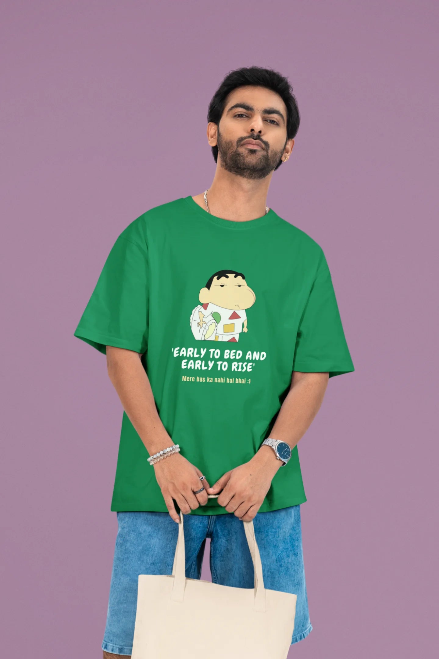 Early To Bed Early To Rise | Shinchan | Dropped Sleeve Unisex Tee