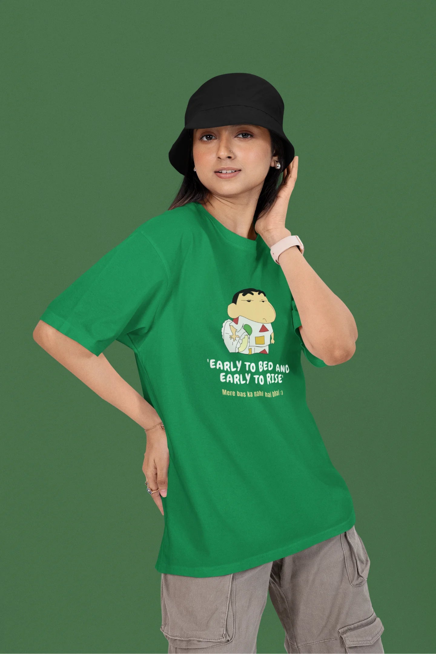 Early To Bed Early To Rise | Shinchan | Dropped Sleeve Unisex Tee