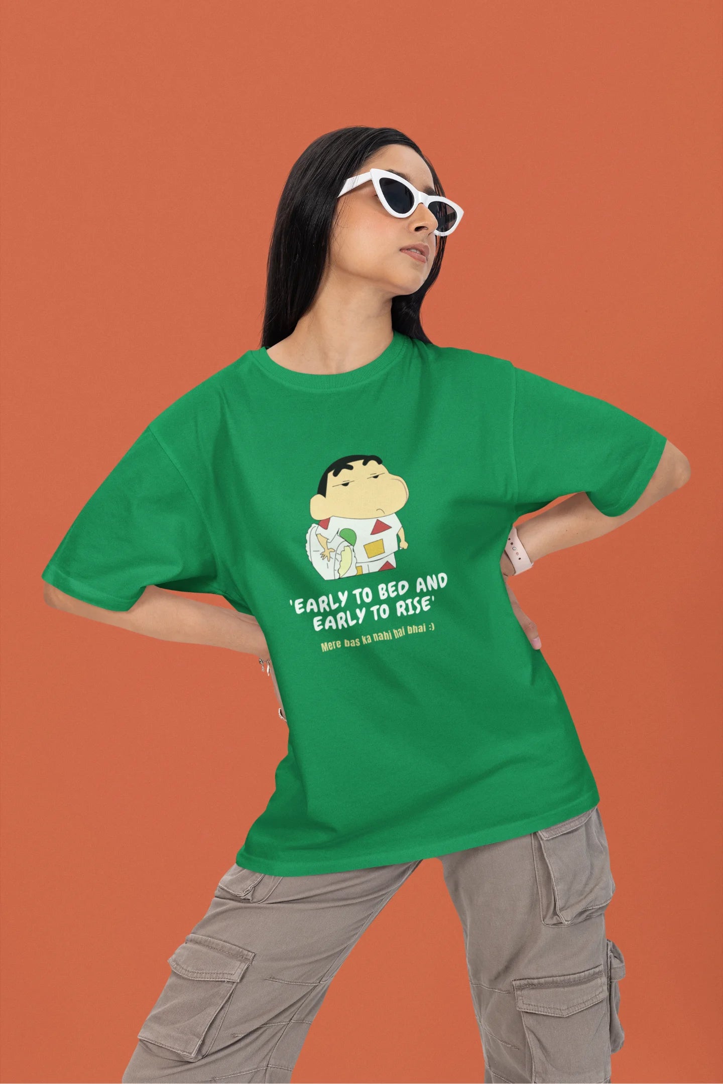 Early To Bed Early To Rise | Shinchan | Dropped Sleeve Unisex Tee