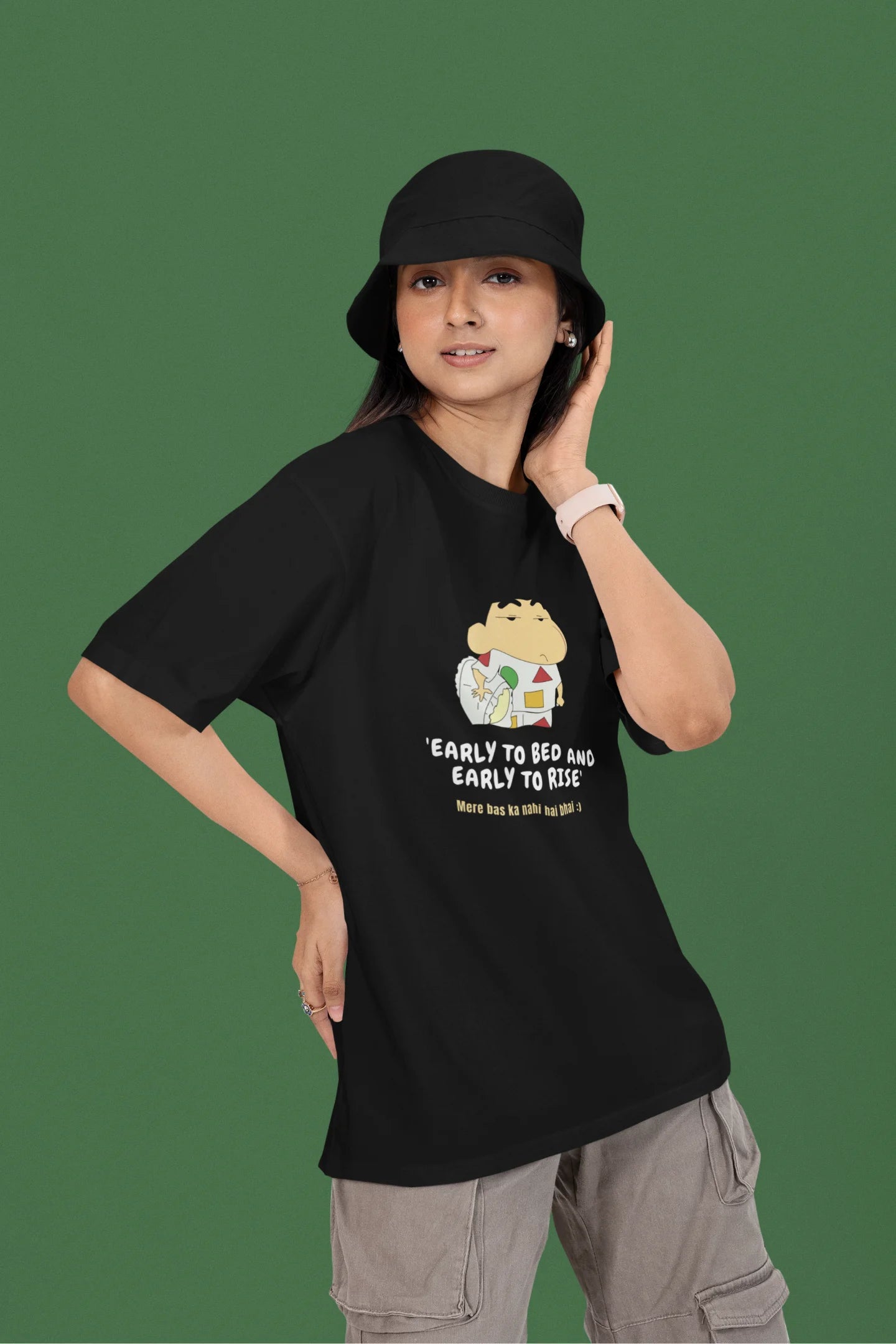 Early To Bed Early To Rise | Shinchan | Dropped Sleeve Unisex Tee
