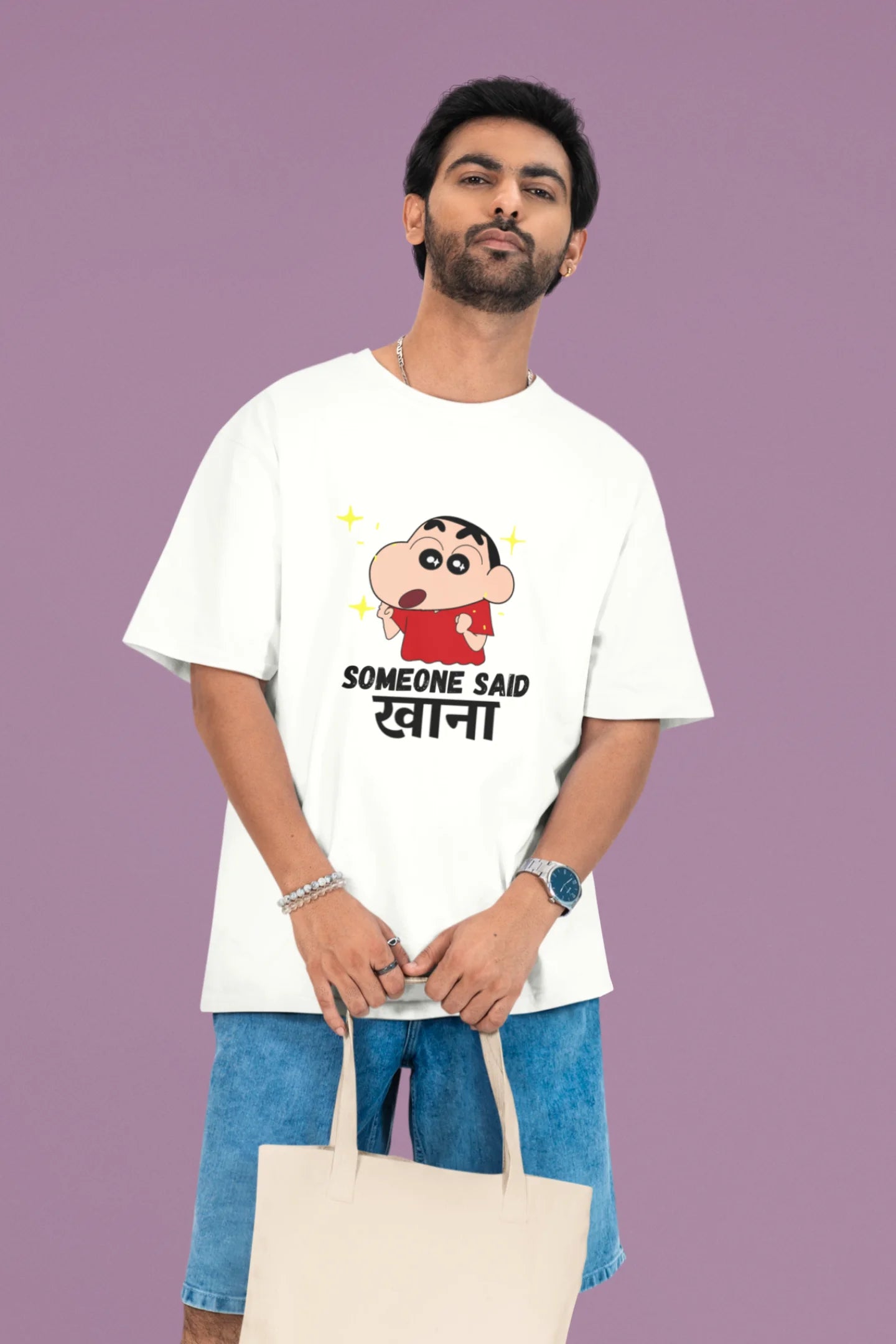Someone Said Khana | Shinchan | Men's Dropped Sleeve Tee