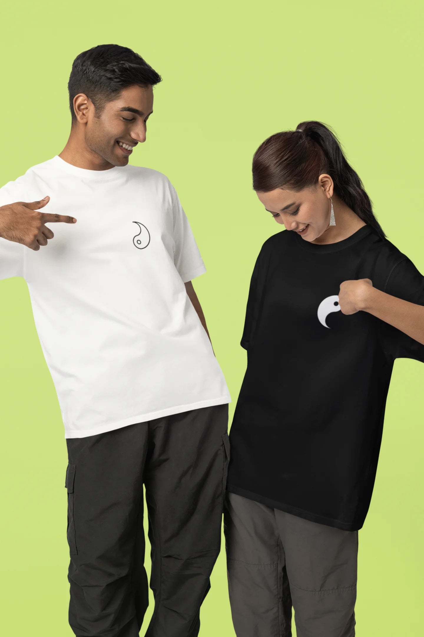 Yin And Yan | Couple | Dropped Sleeve Unisex T-Shirt