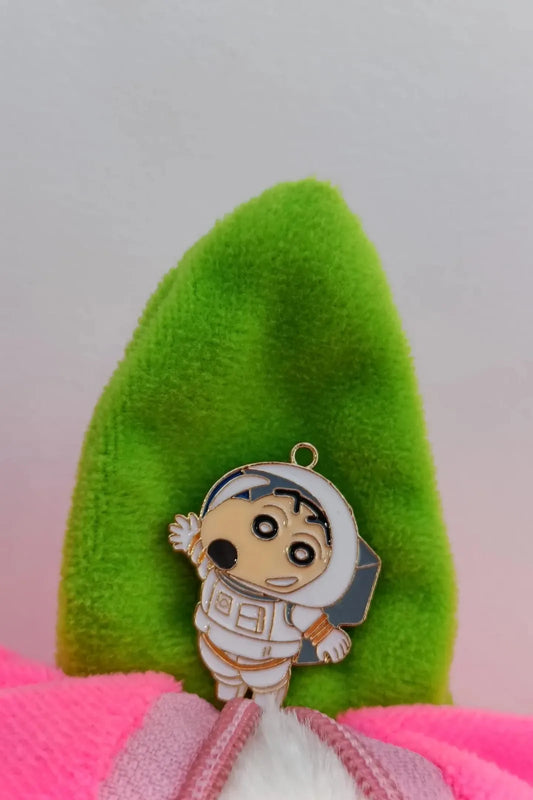 Second view of a cute charm featuring Shinchan in a space suit, exploring the cosmos.