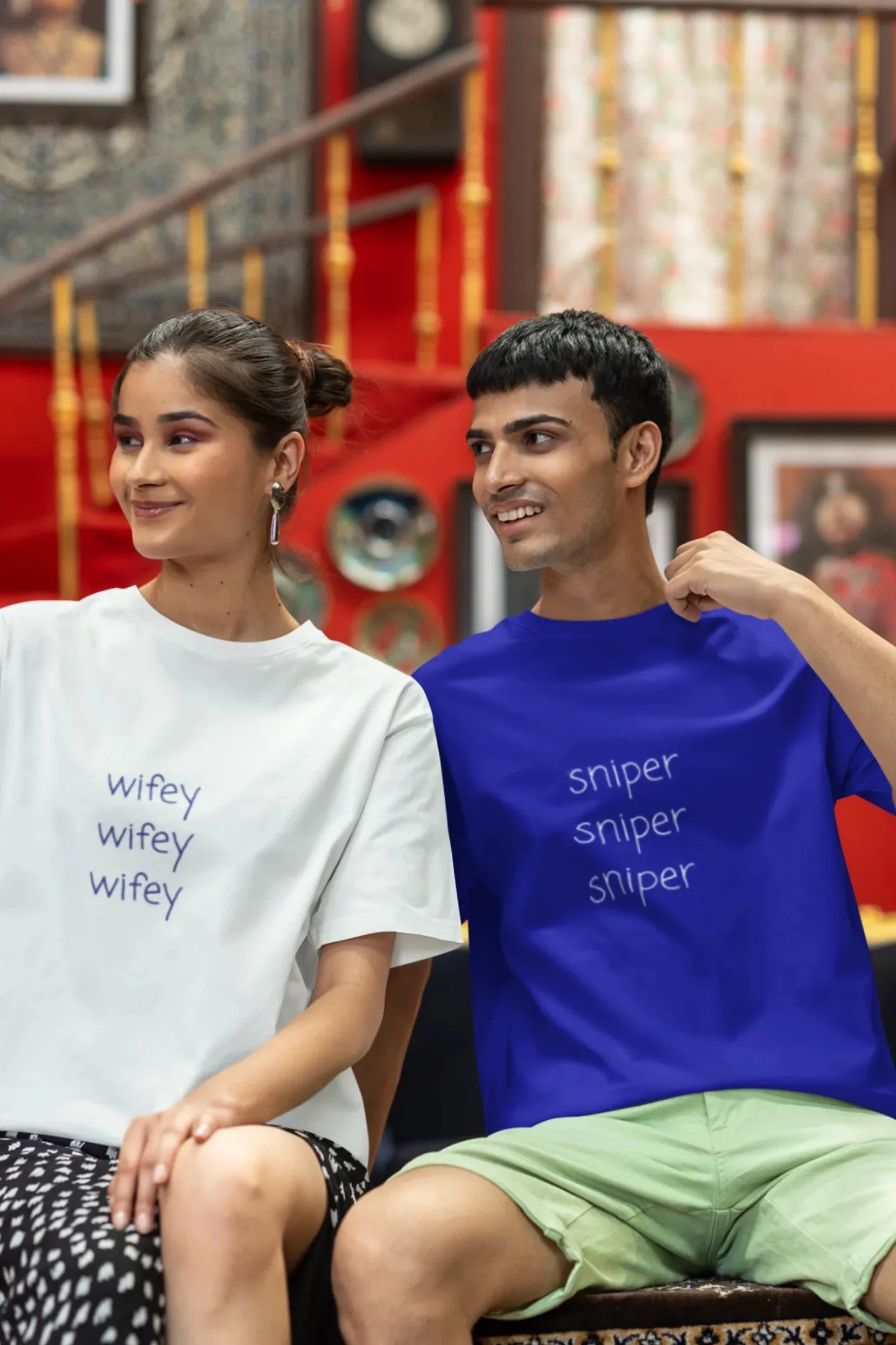 Sniper And Wifey | Couple | Dropped  Sleeve Unisex T-Shirt