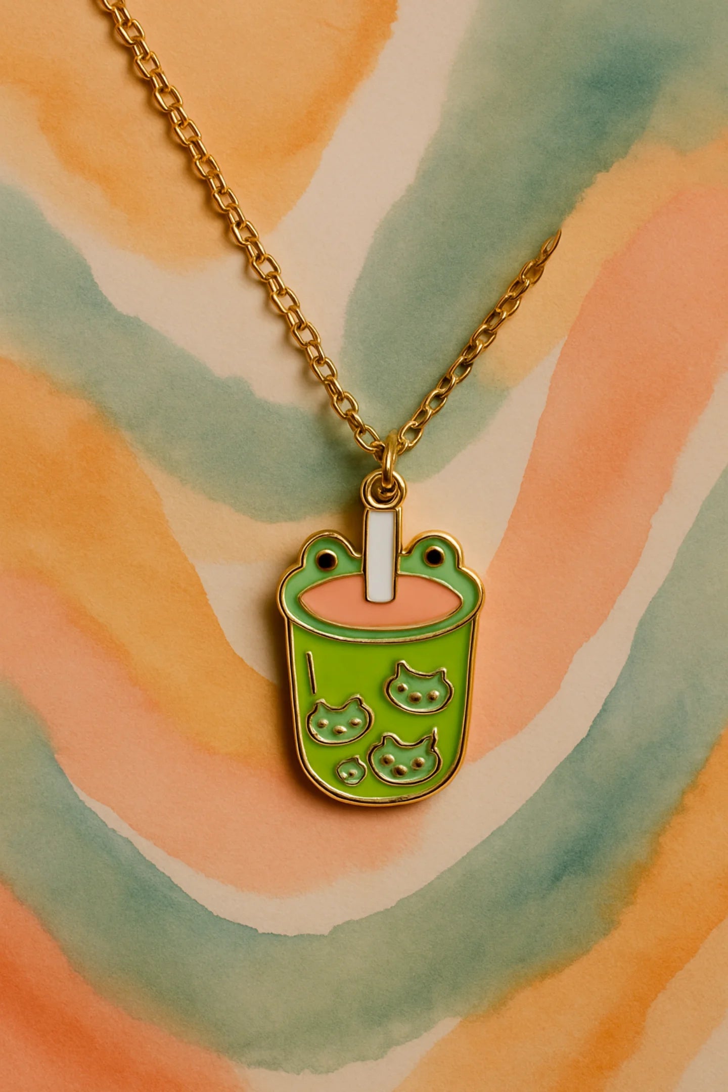 Frog Boba Tea | Aesthetic | Anti-Tarnish Golden Chain