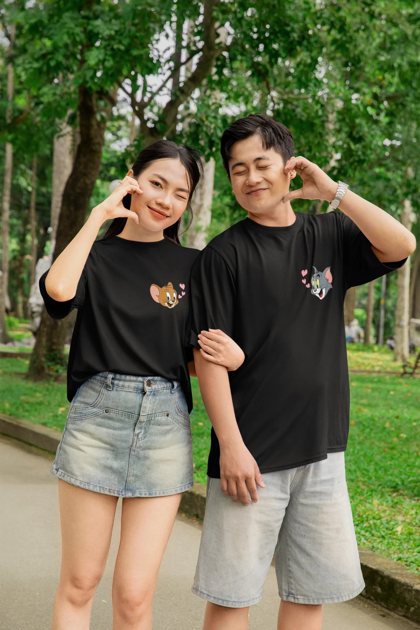 Tom and Jerry | Couple | Dropped Sleeve Unisex T-Shirt