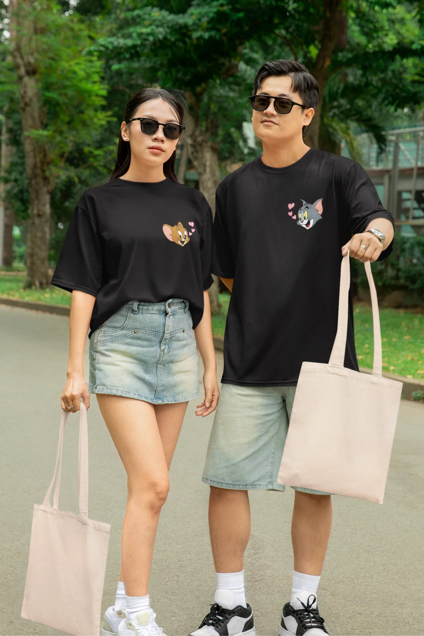 Tom and Jerry | Couple | Dropped Sleeve Unisex T-Shirt