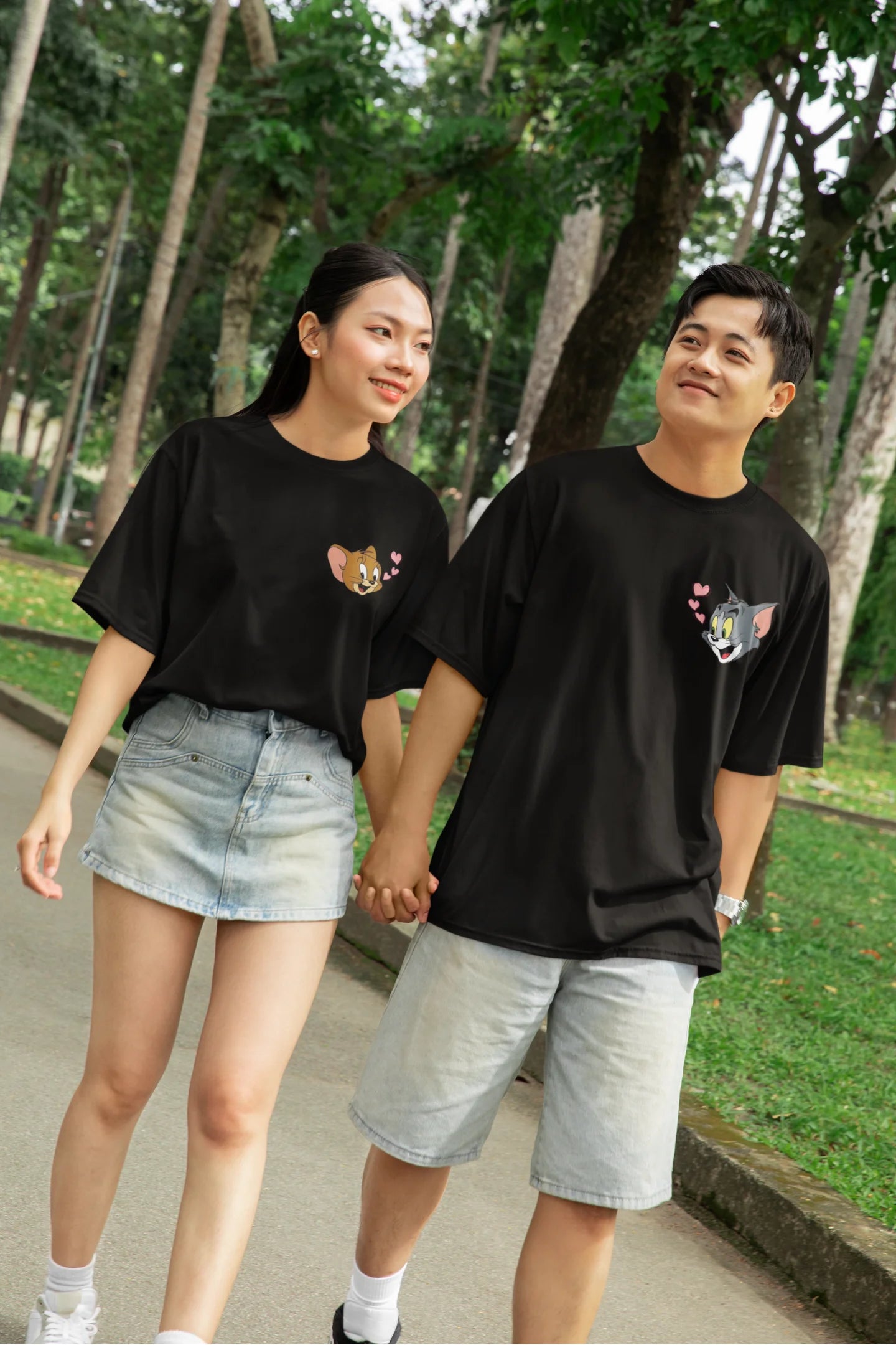 Tom and Jerry | Couple | Dropped Sleeve Unisex T-Shirt