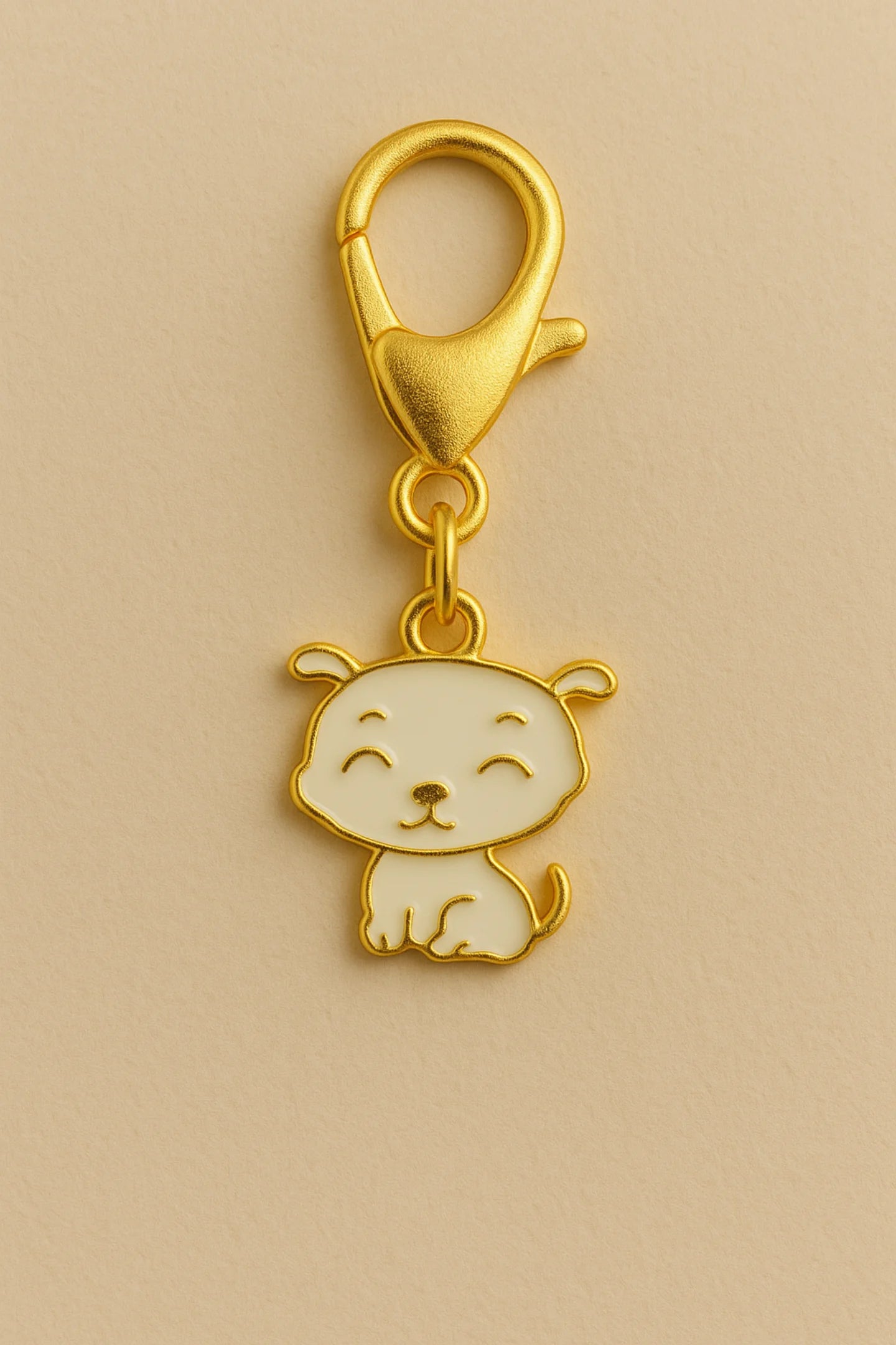Third view of a keychain featuring a charm of Shero, the dog from Shinchan.
