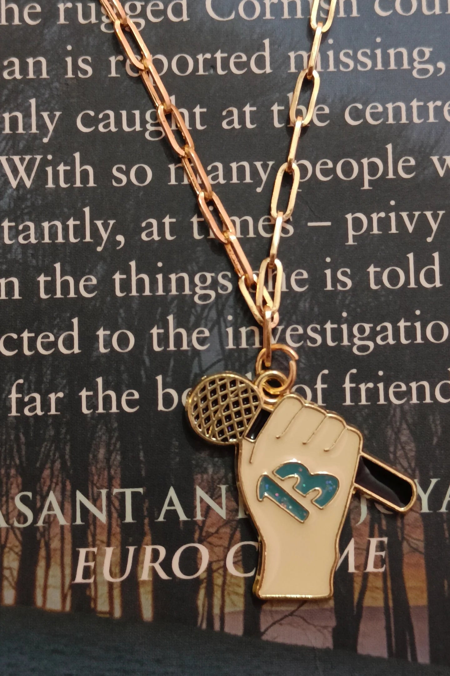 Fourth image of a taylor swift 13 themed anti tarnish gold chain.