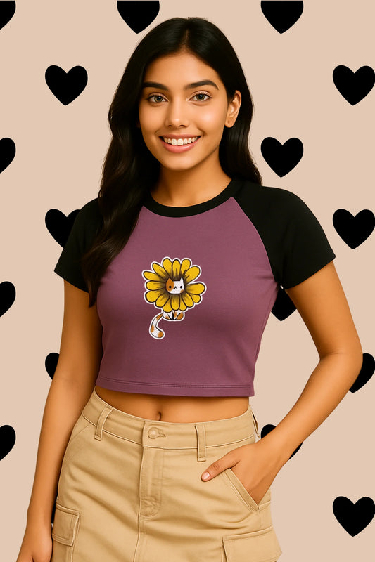 Meow | Shaw tees | Slim Fit Crop Top