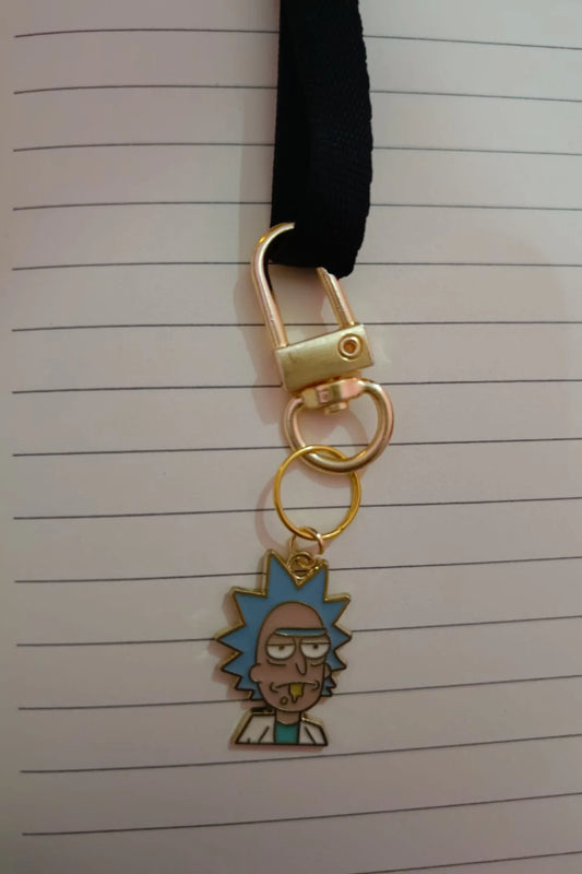 First image of a keychain featuring Rick Sanchez from the Rick and Morty series.