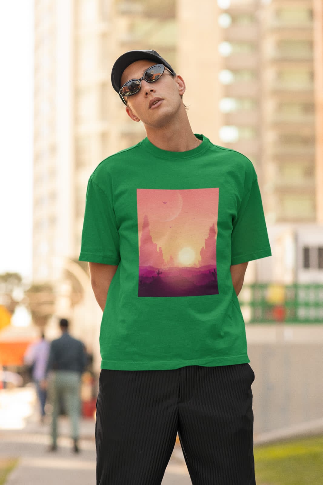 Sunset city | Dropped Sleeve Unisex T-Shirt