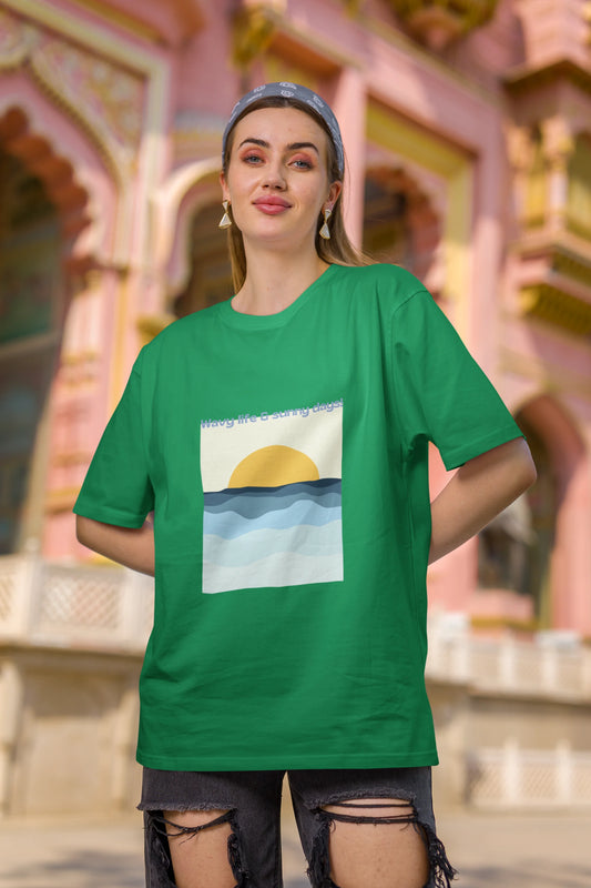 Wavy life and sunny days | Retro Theme | Dropped Sleeve Unisex Tee