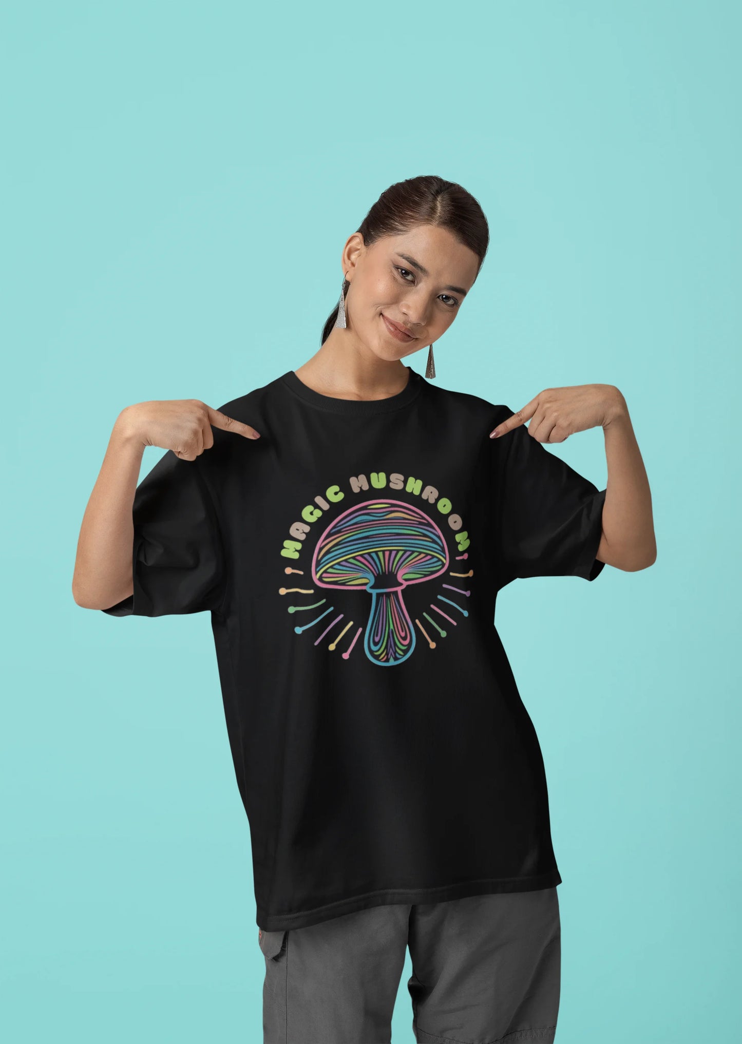 Magic Mushroom | Psychedelic | Dropped Sleeve Unisex Tee