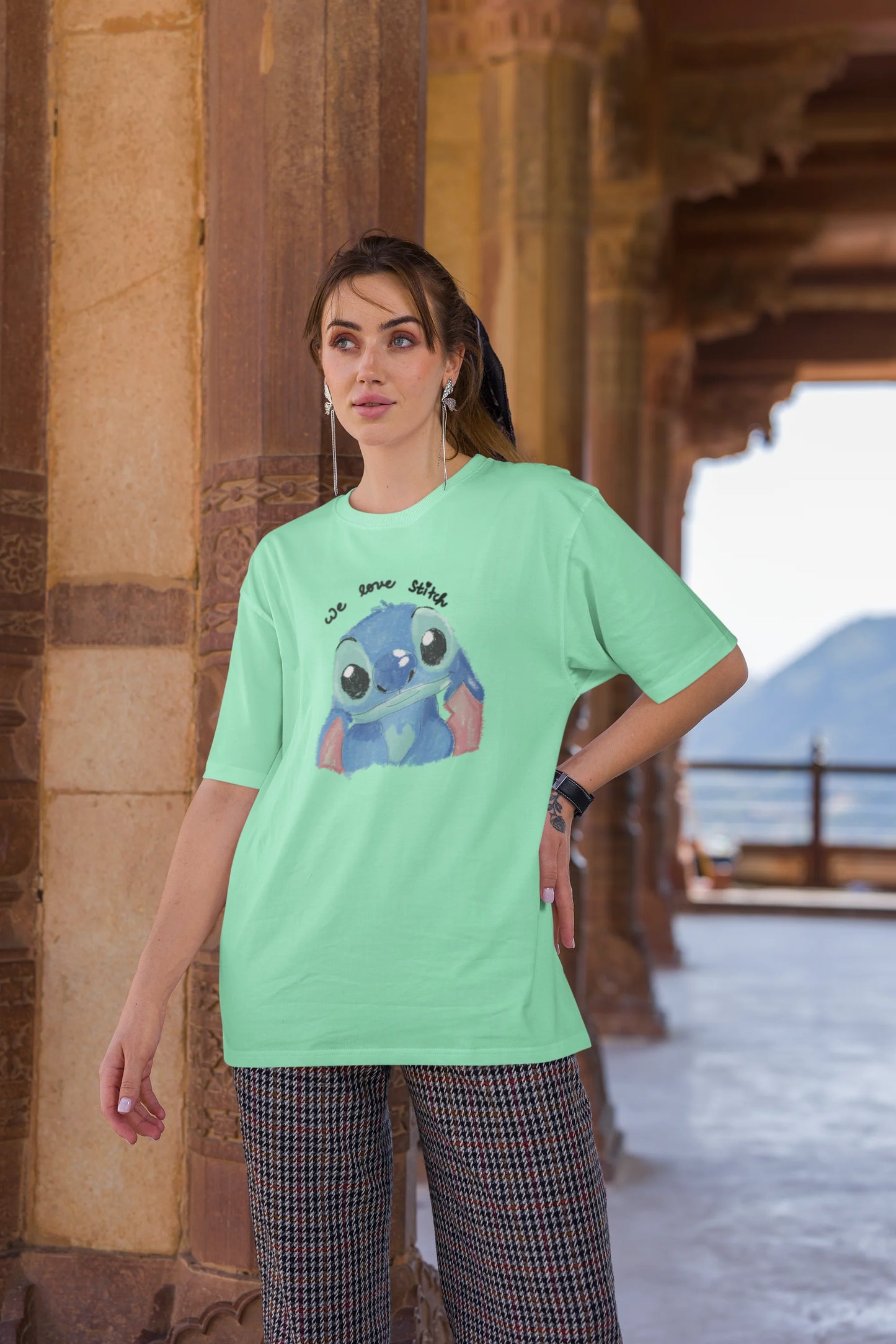 We love stitch | Disney | Dropped Sleeve Unisex Tee