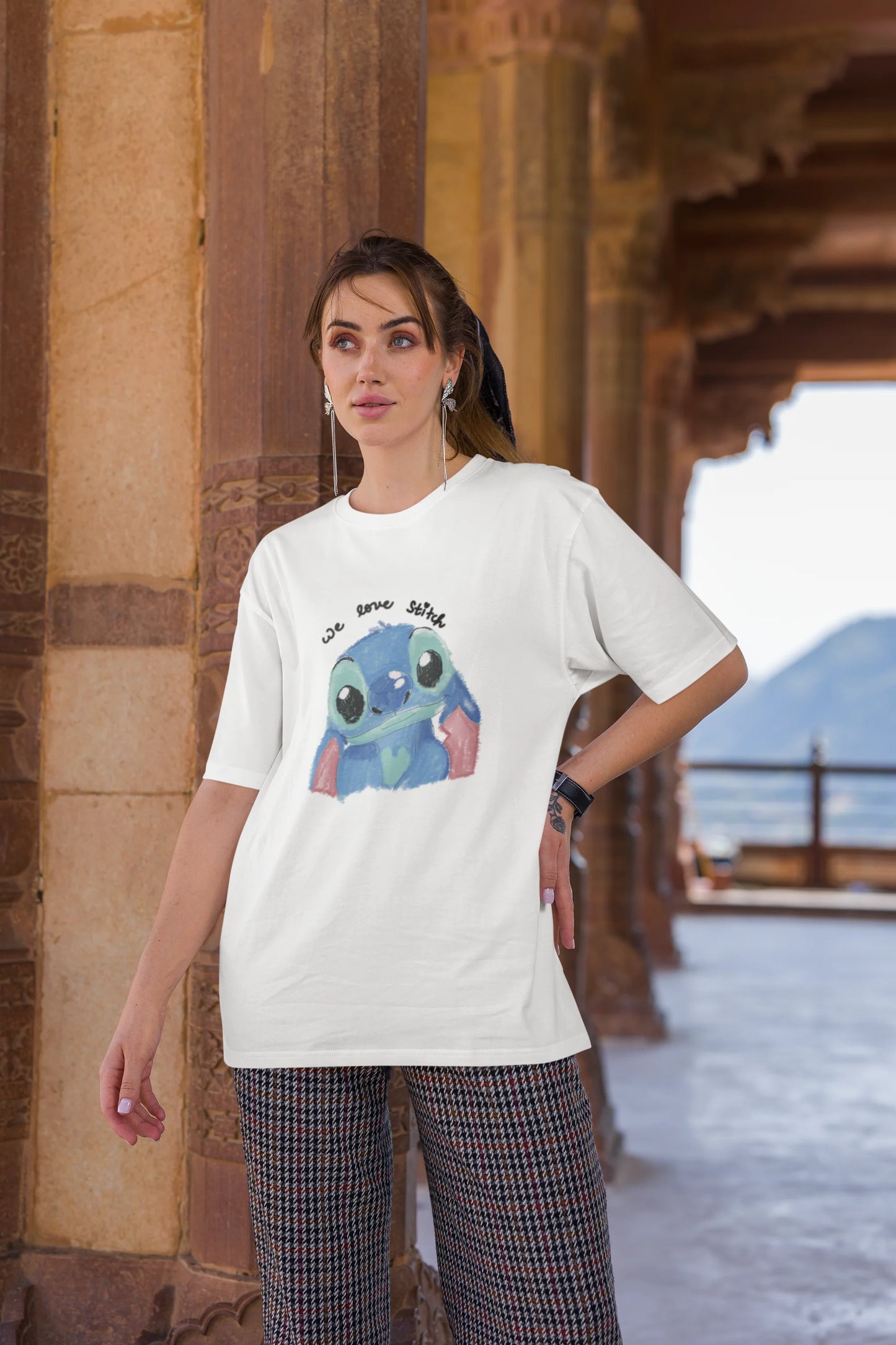 We love stitch | Disney | Dropped Sleeve Unisex Tee