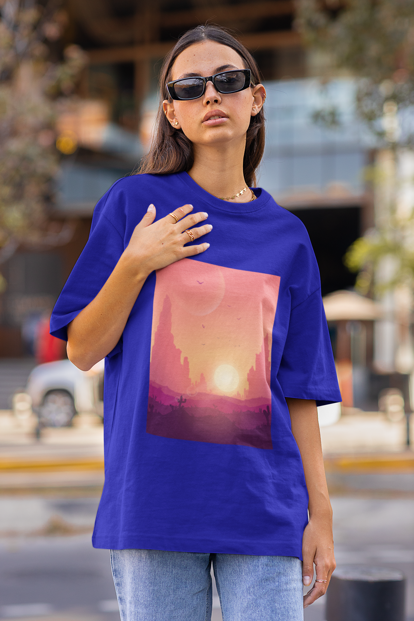 Sunset city | Dropped Sleeve Unisex T-Shirt