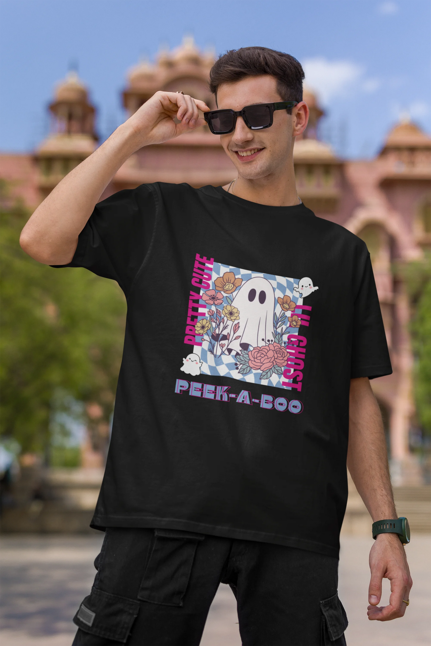 Pretty Cute Little Ghost | Typography | Dropped Sleeve Unisex Tee