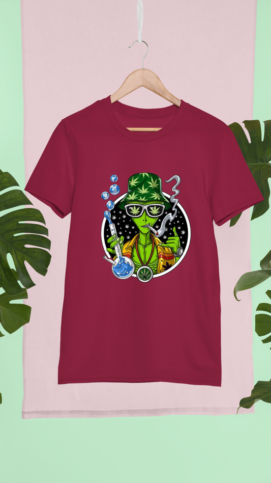 Alien with bong |Premium Half Sleeve Unisex T-Shirt