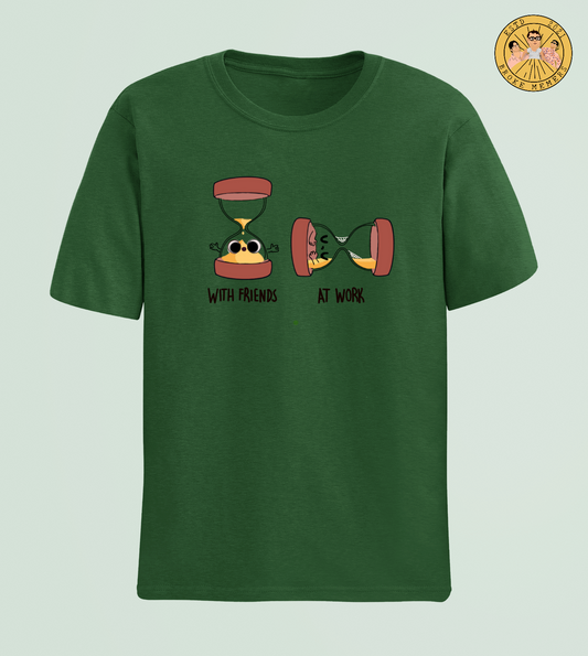 With Friends / At Work | Premium Half Sleeve Unisex T-Shirt