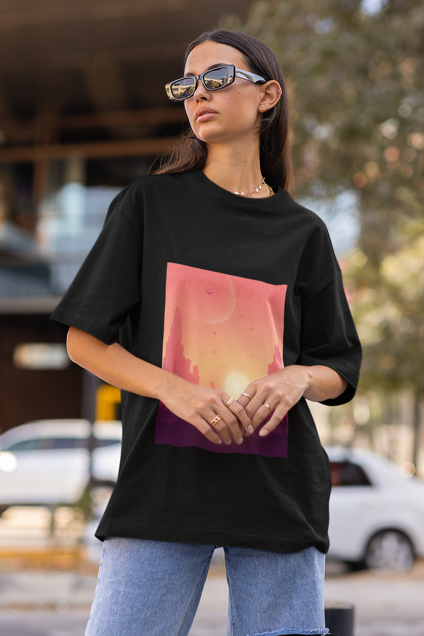 Sunset city | Dropped Sleeve Unisex T-Shirt