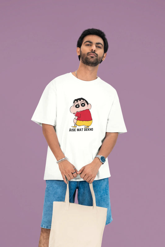 Aise Mat Dekho | Shinchan | Dropped Sleeve Unisex Tee