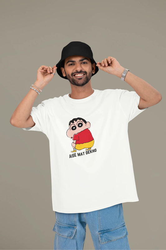 Aise Mat Dekho | Shinchan | Dropped Sleeve Unisex Tee