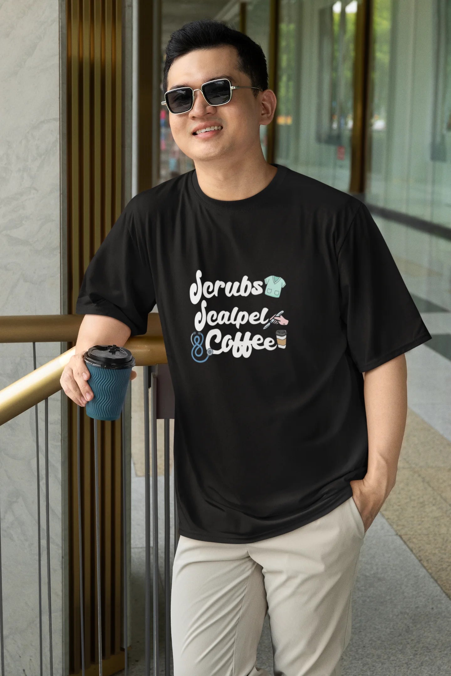 Scrubs, Scalpel and Coffee | Medico | Dropped Sleeve Unisex Tee