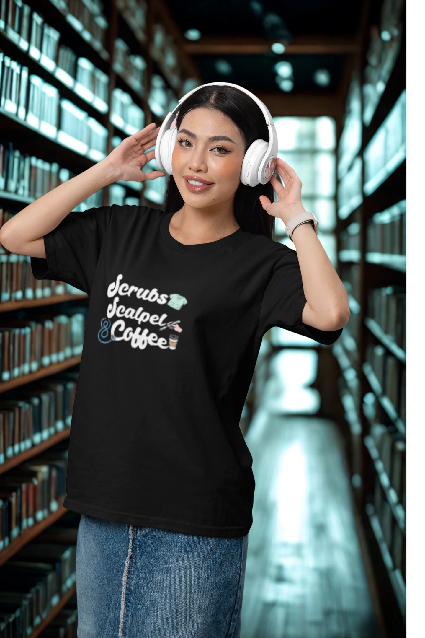 Scrubs, Scalpel and Coffee | Medico | Dropped Sleeve Unisex Tee