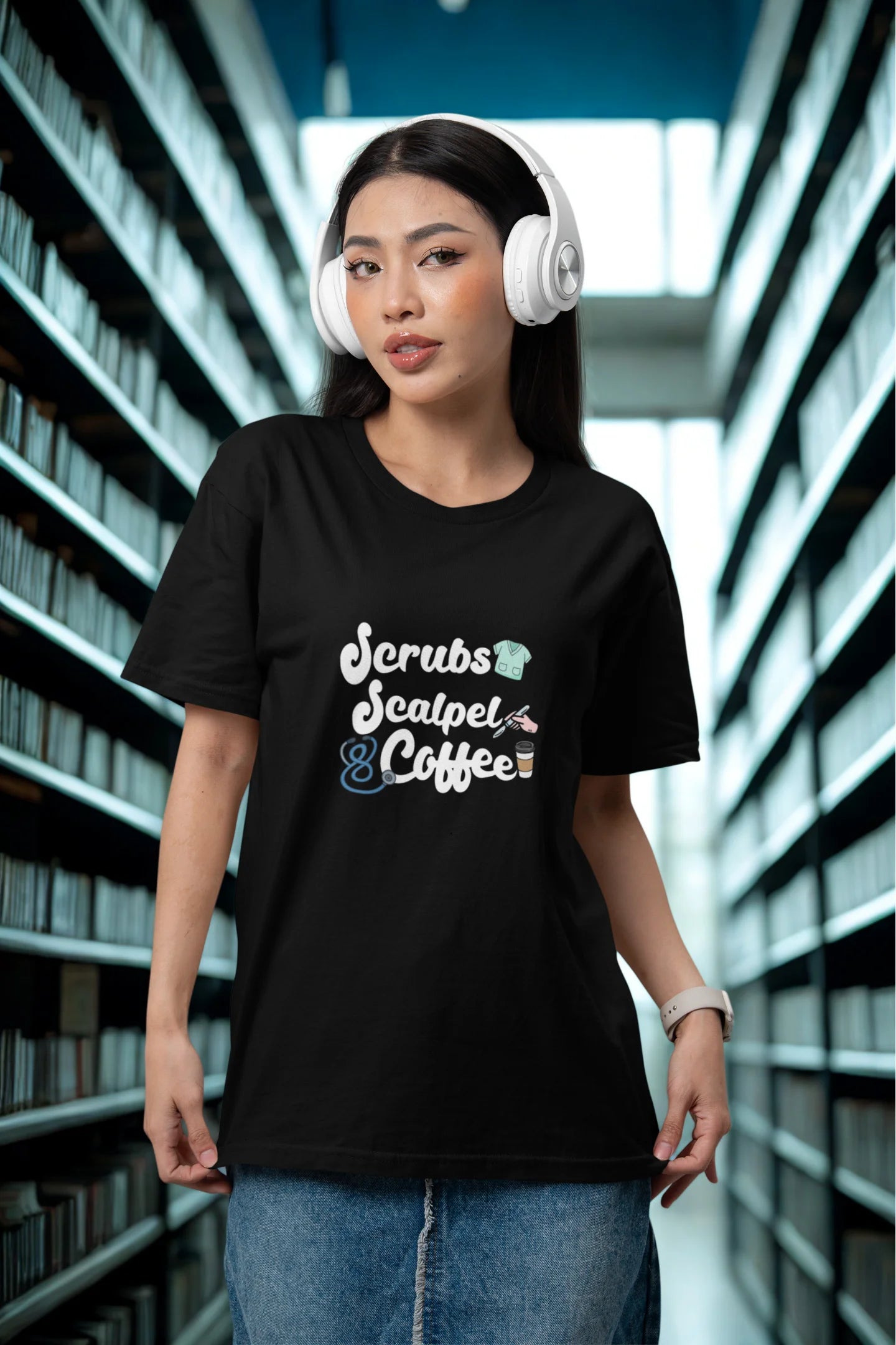 Scrubs, Scalpel and Coffee | Medico | Dropped Sleeve Unisex Tee