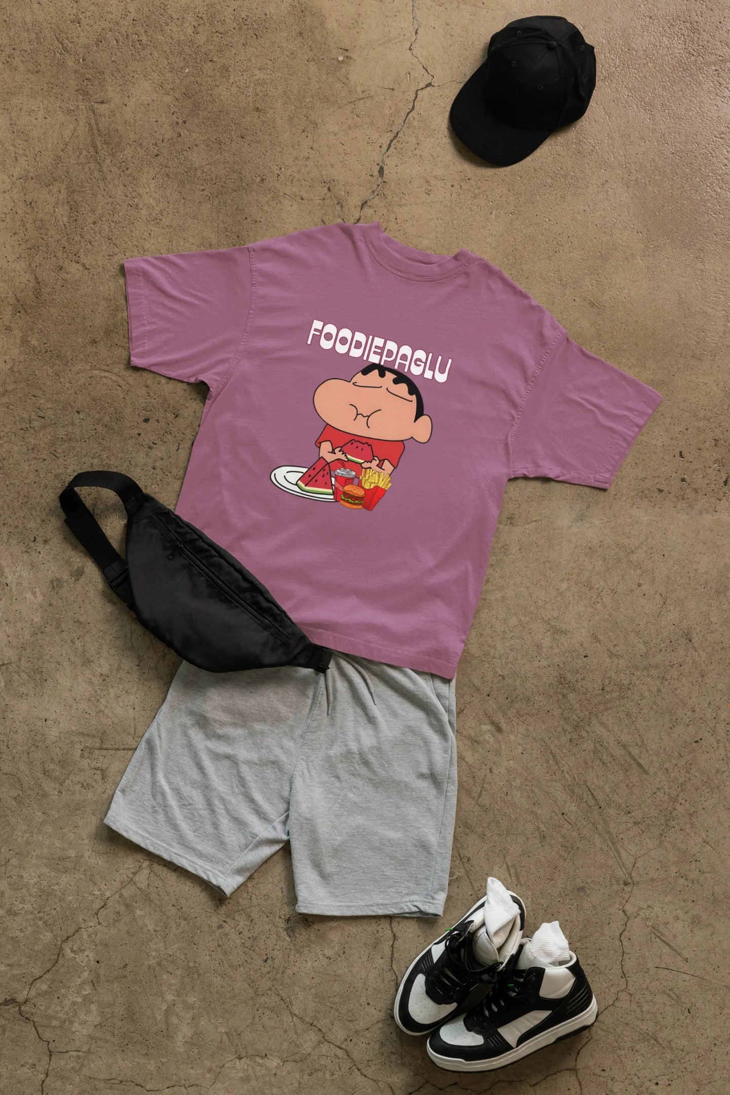 Foodie Paglu | Shinchan | Dropped Sleeve Unisex Tee