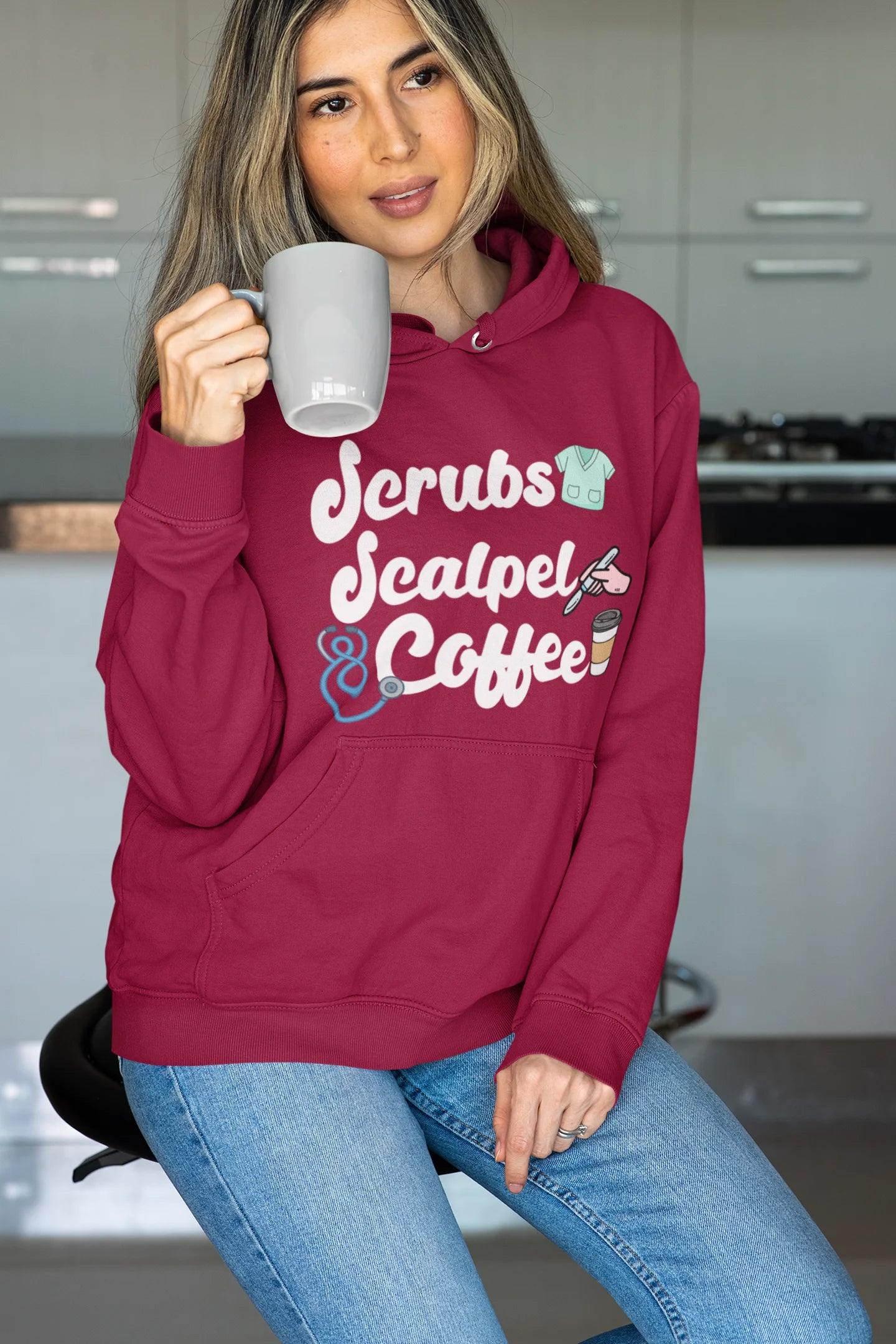 Scrubs, Scalpel And Coffee | Drip Anatomy |  Premium Unisex Hoodie