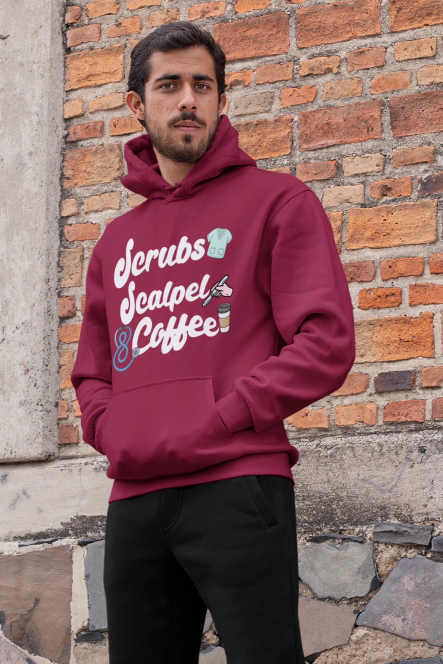 Scrubs, Scalpel And Coffee | Drip Anatomy |  Premium Unisex Hoodie