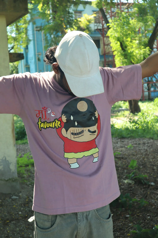 Maa's Favourite | Shinchan | Dropped Sleeve Unisex Tee
