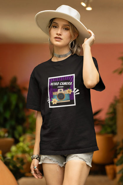 Retro Camera | Aesthetic | Dropped Sleeve Unisex Tee