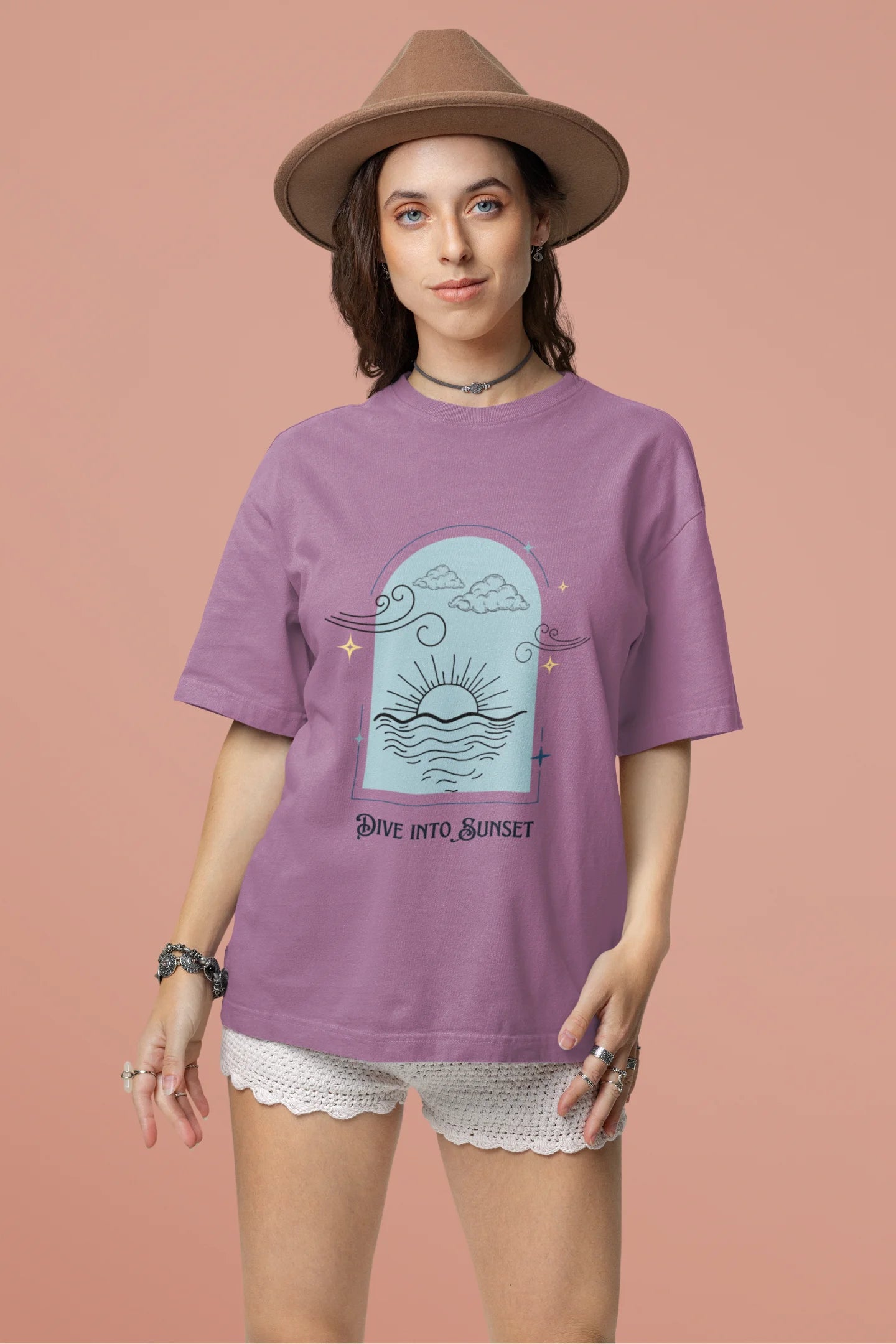 Dive into sunset | Aesthetic | Dropped Sleeve Unisex Tee