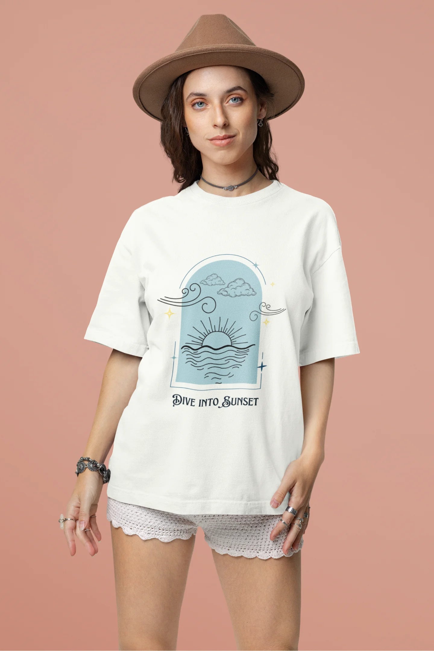 Dive into sunset | Aesthetic | Dropped Sleeve Unisex Tee