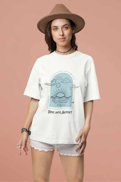 Dive into sunset | Aesthetic | Dropped Sleeve Unisex Tee