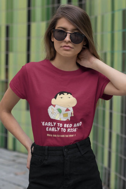Early to Bed and Early to Rise Shinchan Half Sleeve Unisex T-Shirt