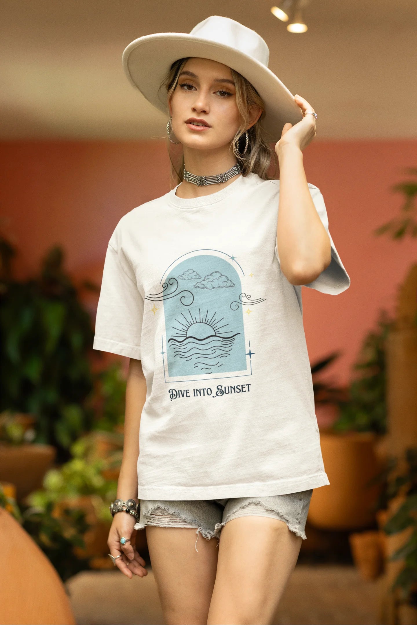 Dive into sunset | Aesthetic | Dropped Sleeve Unisex Tee