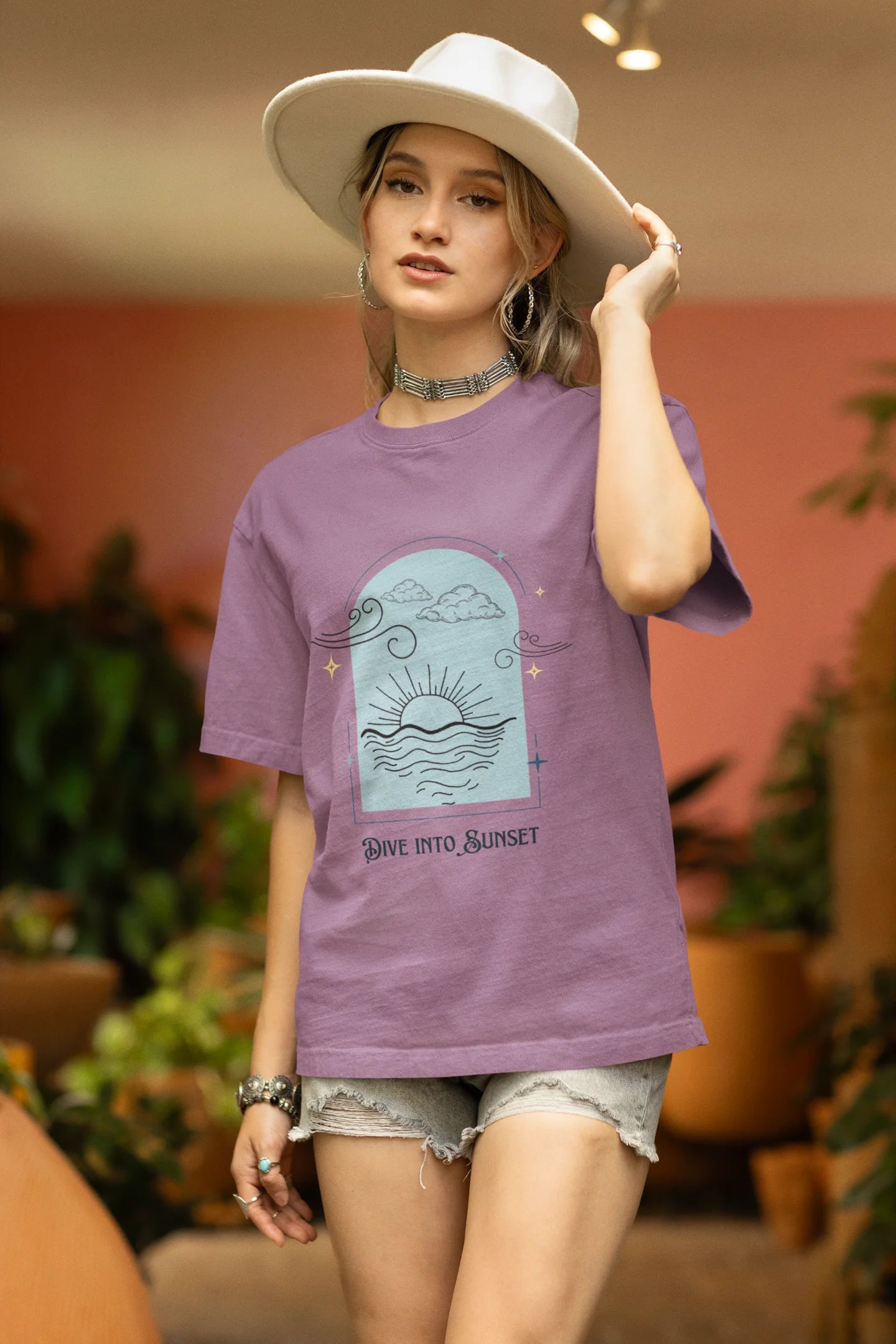 Dive into sunset | Aesthetic | Dropped Sleeve Unisex Tee