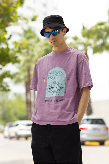 Dive into sunset | Aesthetic | Dropped Sleeve Unisex Tee