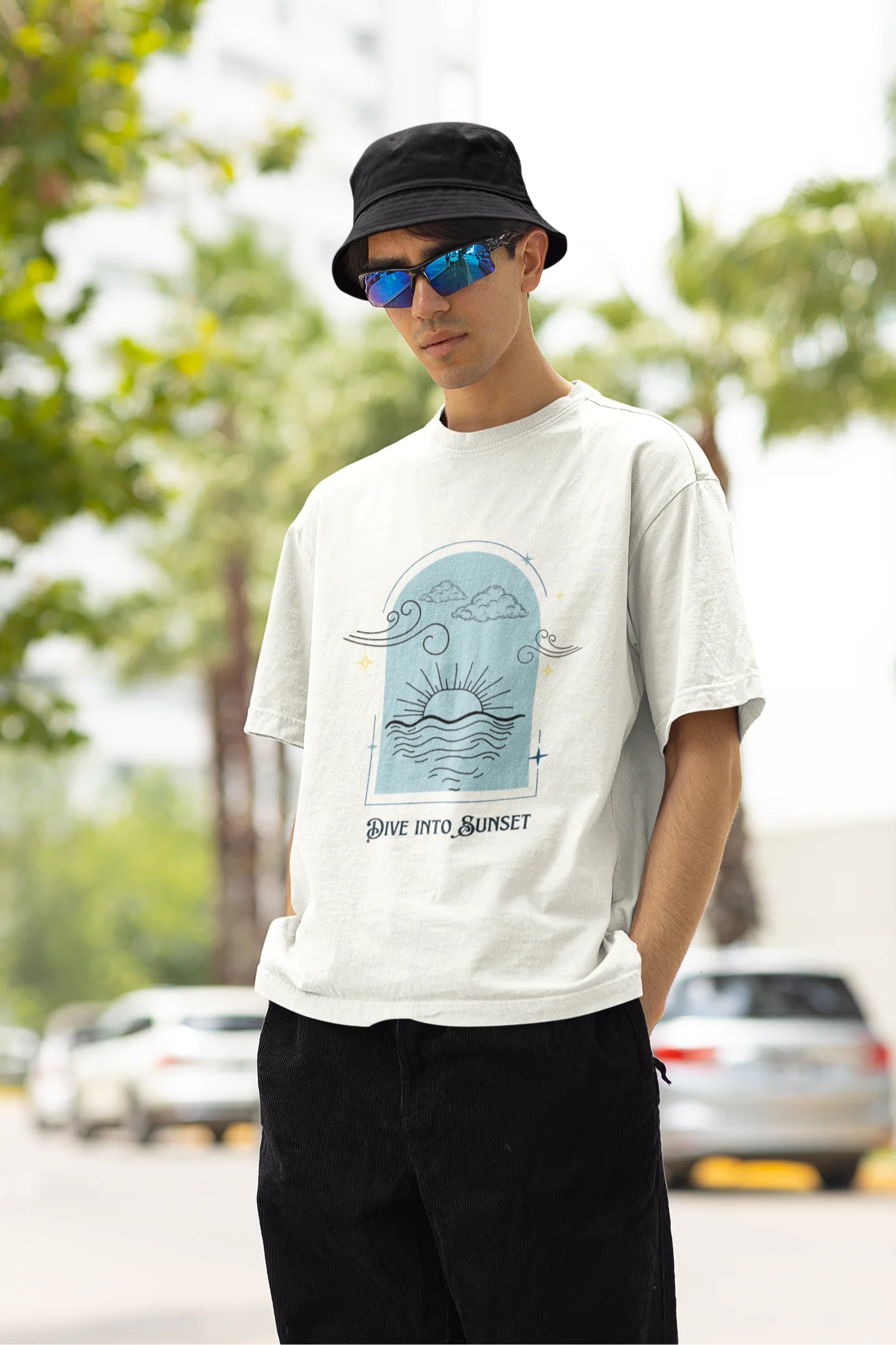 Dive into sunset | Aesthetic | Dropped Sleeve Unisex Tee