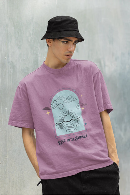 Dive into sunset | Aesthetic | Dropped Sleeve Unisex Tee