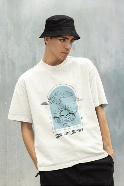Dive into sunset | Aesthetic | Dropped Sleeve Unisex Tee
