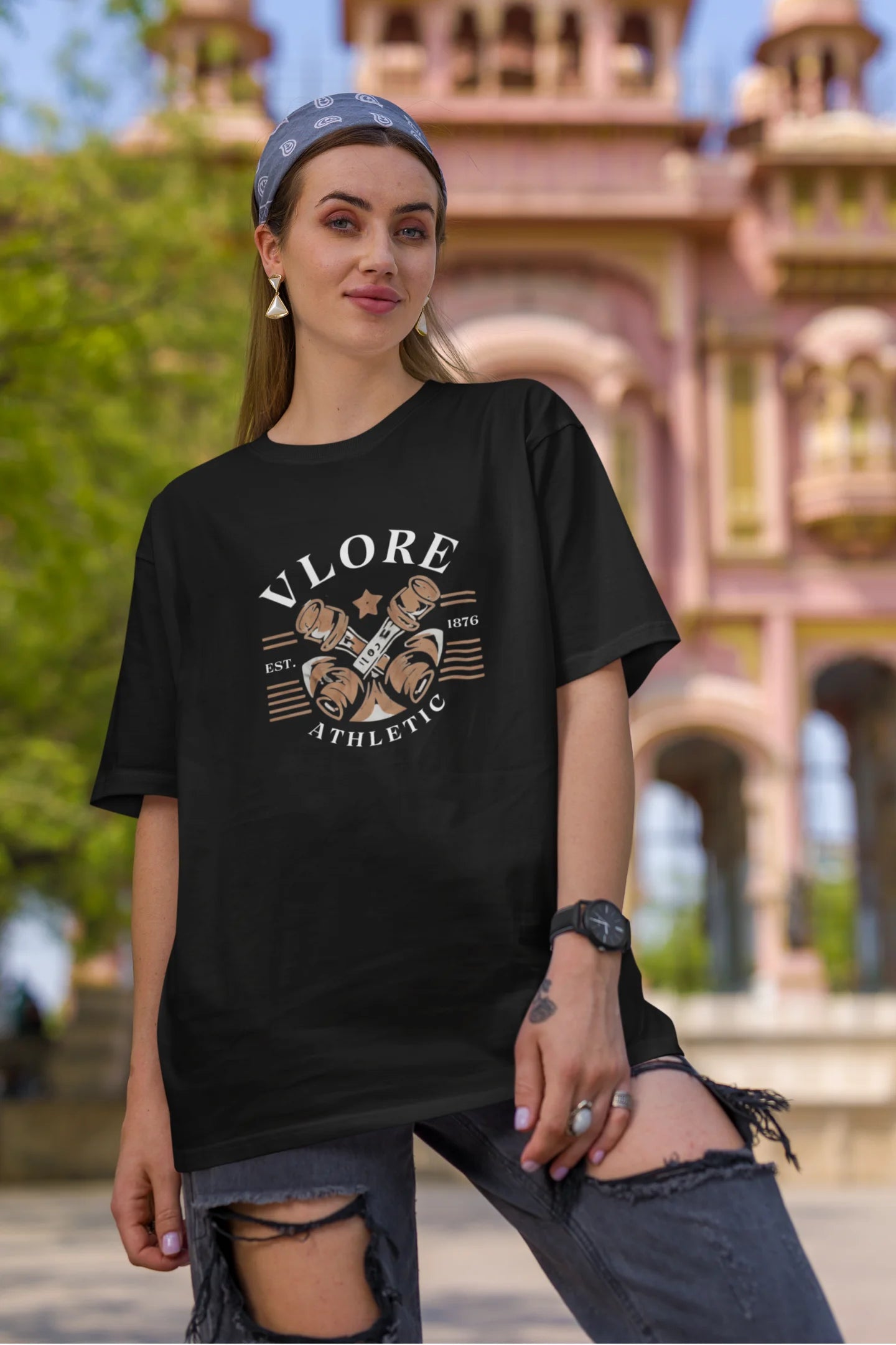 Vlore Athletics  | Retro Theme | Dropped Sleeve Unisex Tee